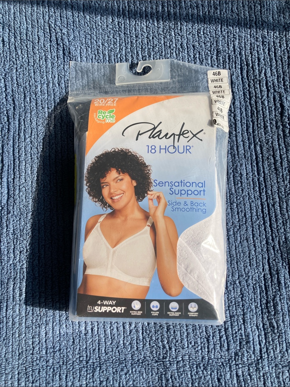 Playtex 18 hour white bra wireless 4way support sensational support 46B